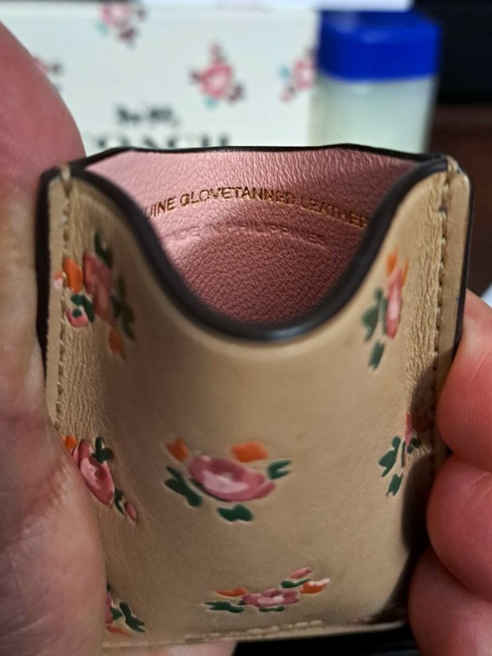 New COACH Floral Bloom Phone Pocket Sticker Polished Pebble Leather Card Holder - Picture 5 of 8